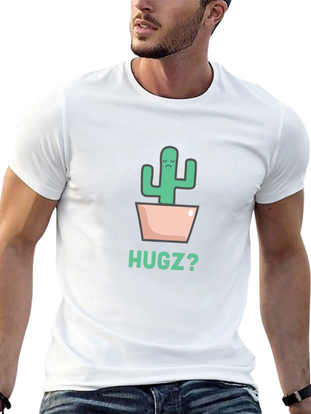 Sad Cactus Hugz? Black Graphic Tee