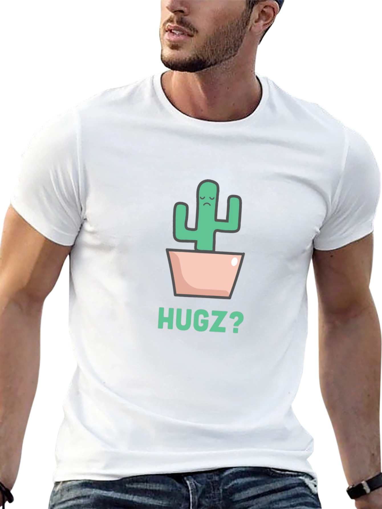 Sad Cactus Hugz? Black Graphic Tee