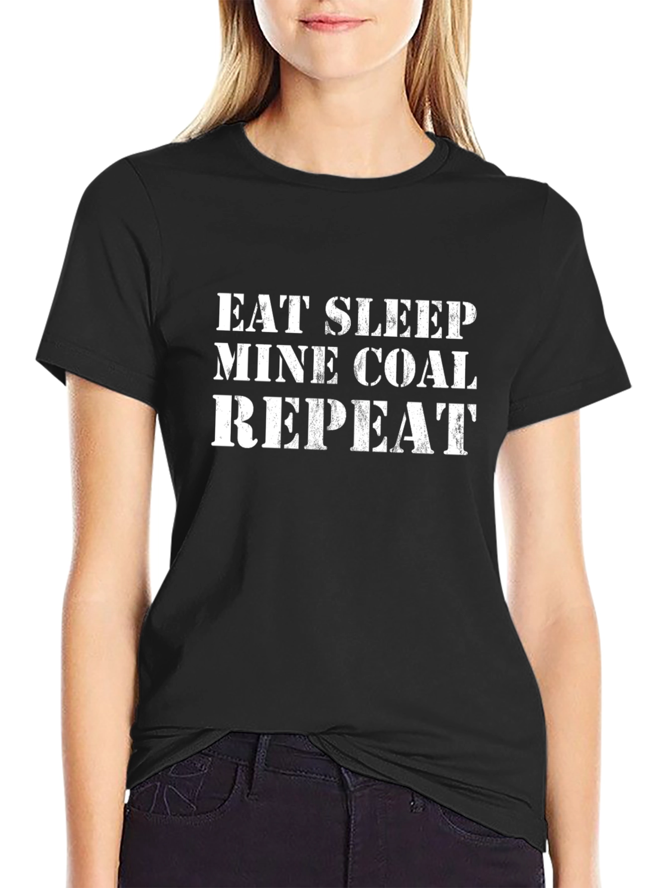 Eat Sleep Mine Coal Repeat Black Graphic Tee