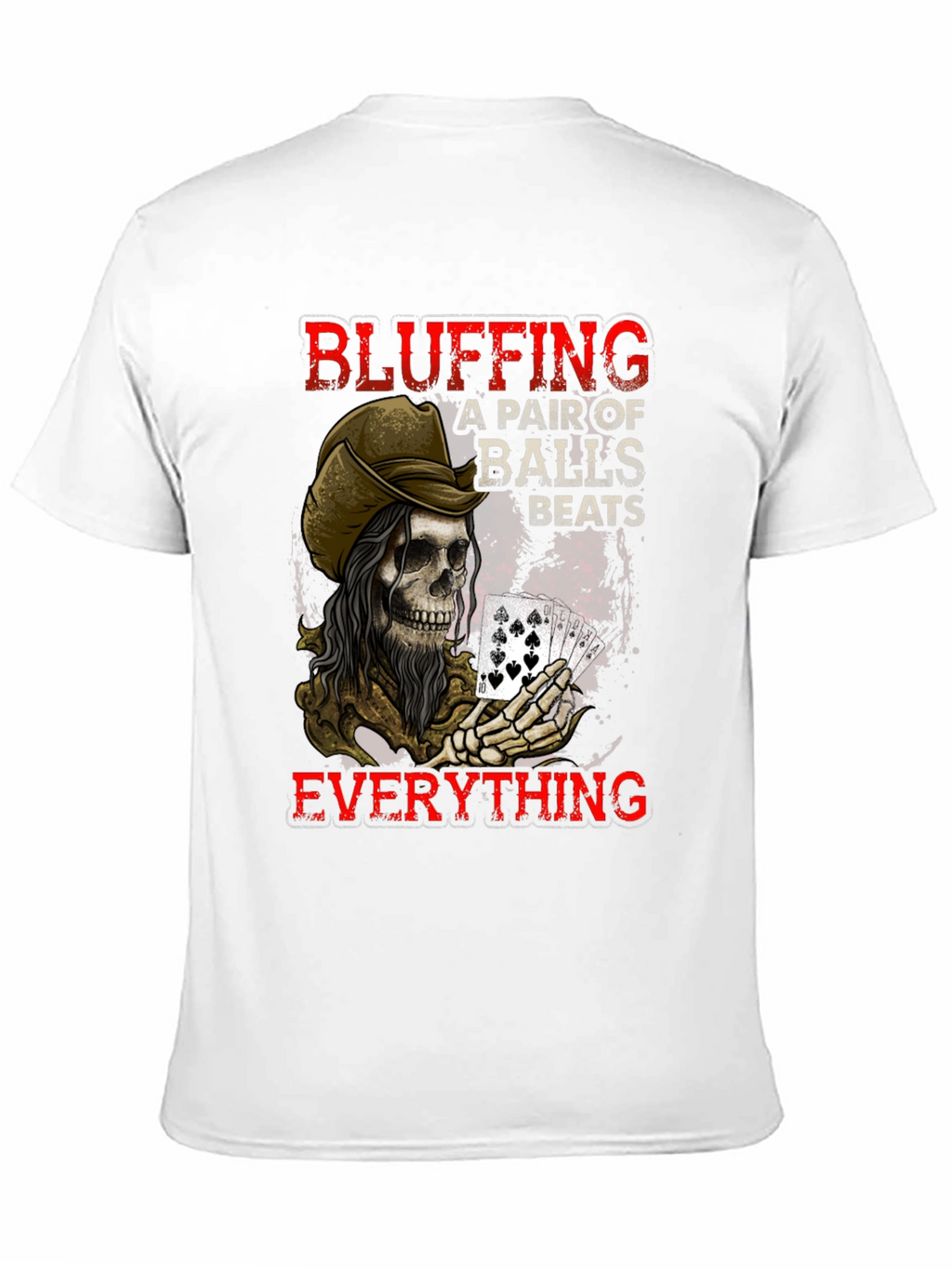 Bluffing Poker Skeleton Graphic T-Shirt