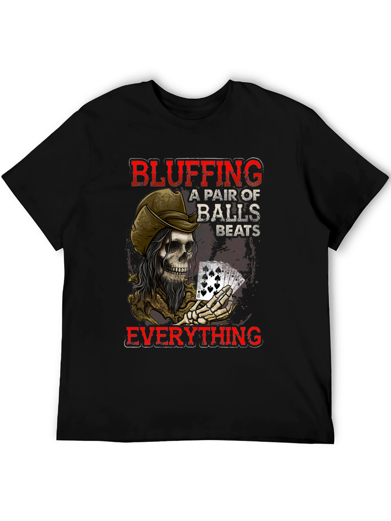 Bluffing Poker Skeleton Graphic T-Shirt