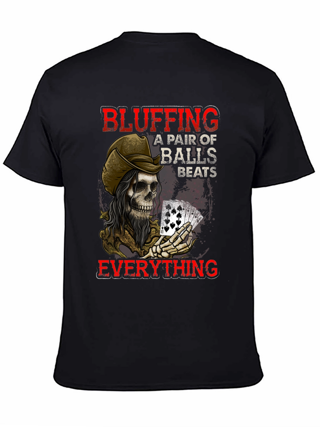 Bluffing Poker Skeleton Graphic T-Shirt