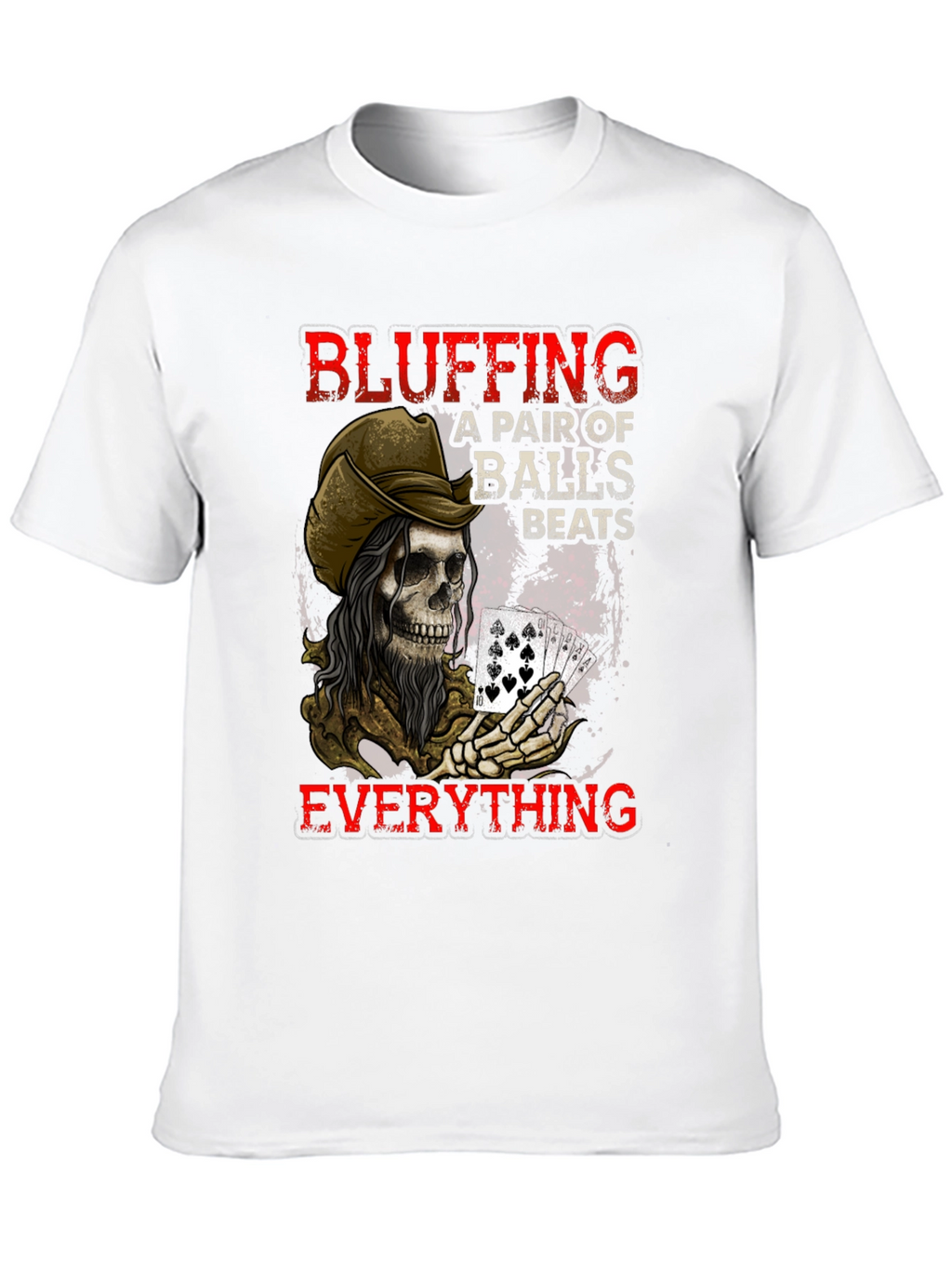 Bluffing Poker Skeleton Graphic T-Shirt