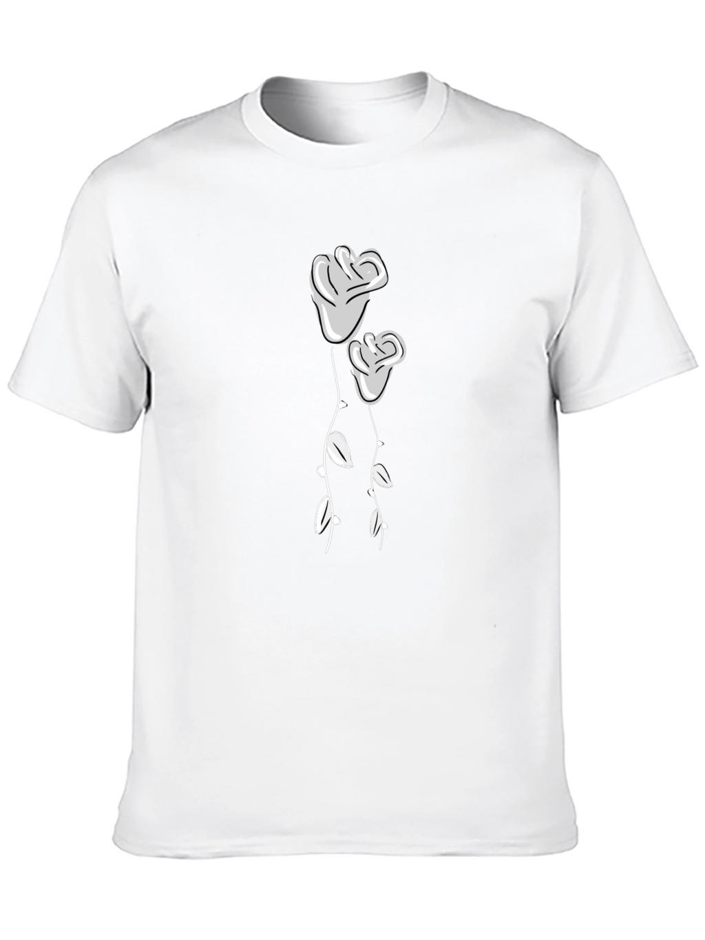 Black T-Shirt with Two Roses Graphic