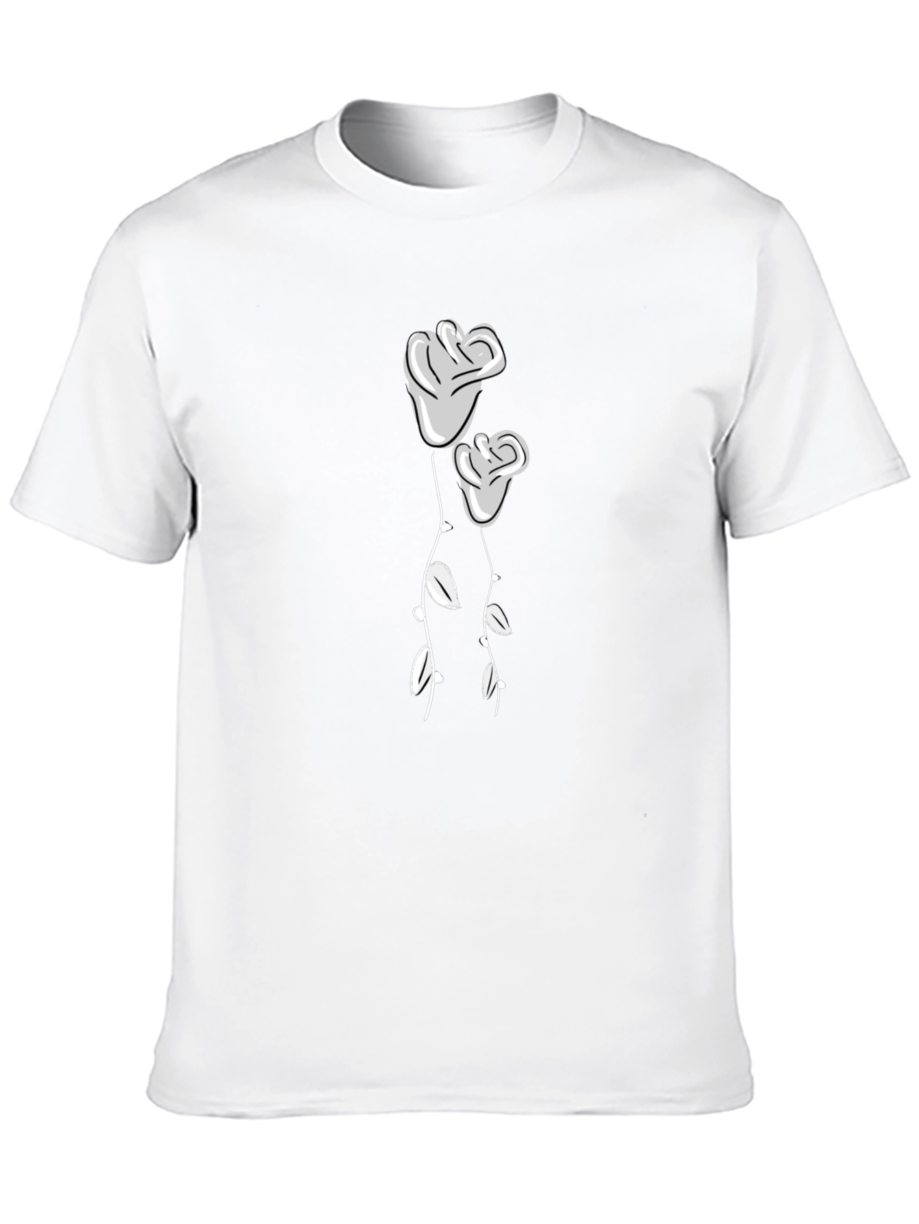 Black T-Shirt with Two Roses Graphic