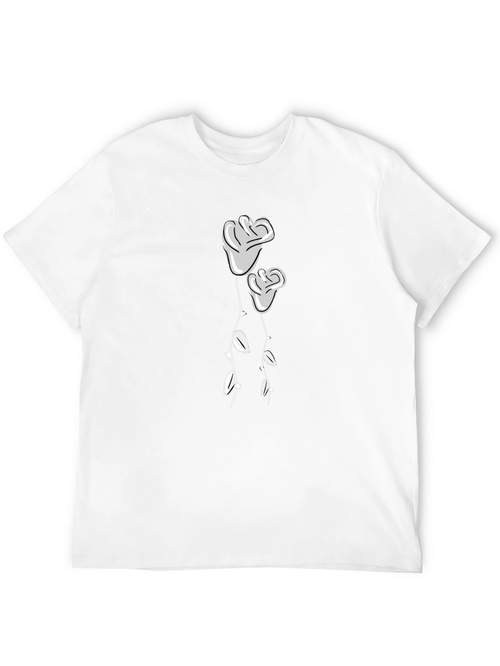 Black T-Shirt with Two Roses Graphic