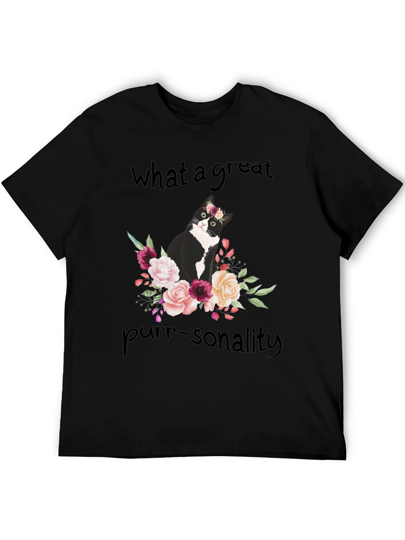 Purr-sonality Cat Floral T-Shirt