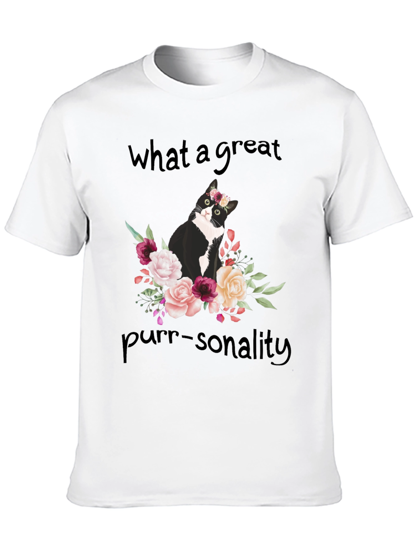 Purr-sonality Cat Floral T-Shirt