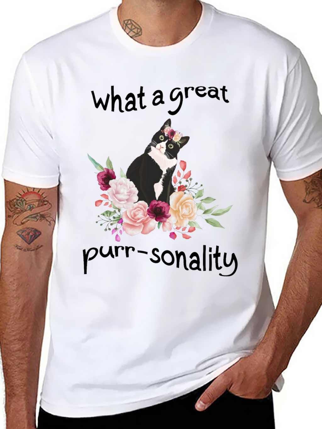 Purr-sonality Cat Floral T-Shirt