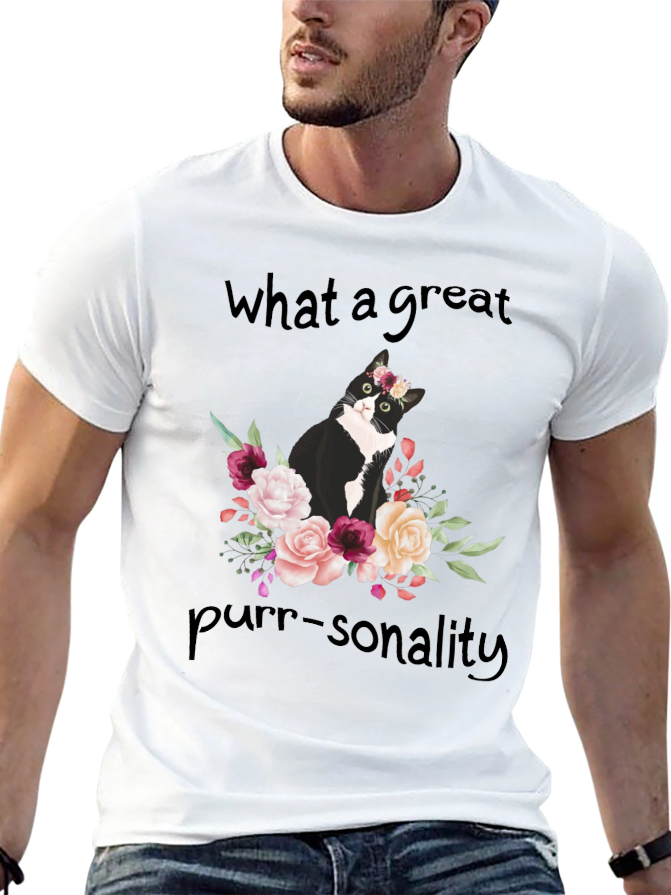 Purr-sonality Cat Floral T-Shirt