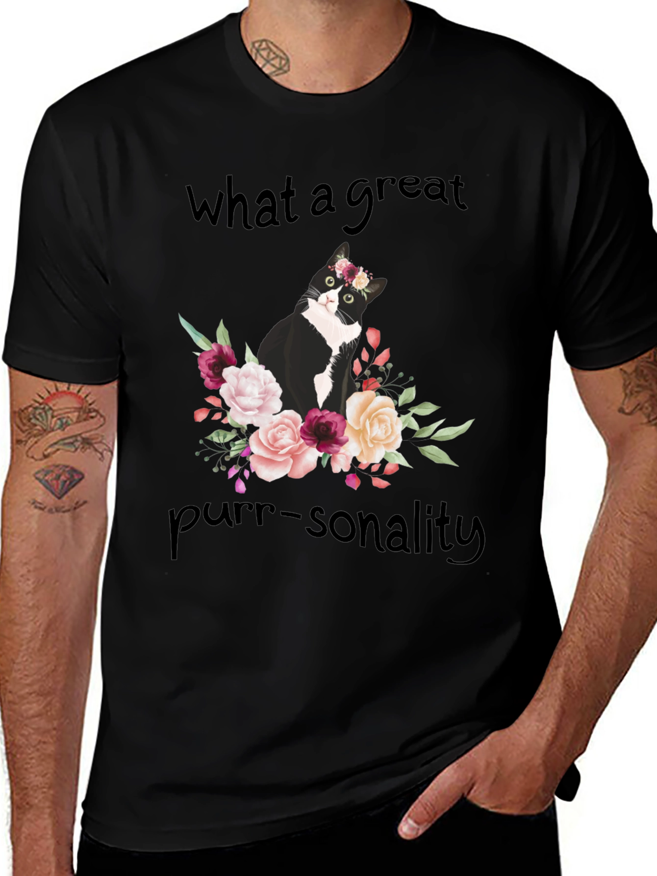Purr-sonality Cat Floral T-Shirt