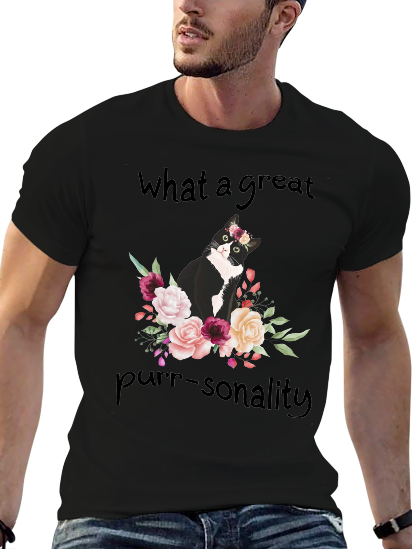 Purr-sonality Cat Floral T-Shirt
