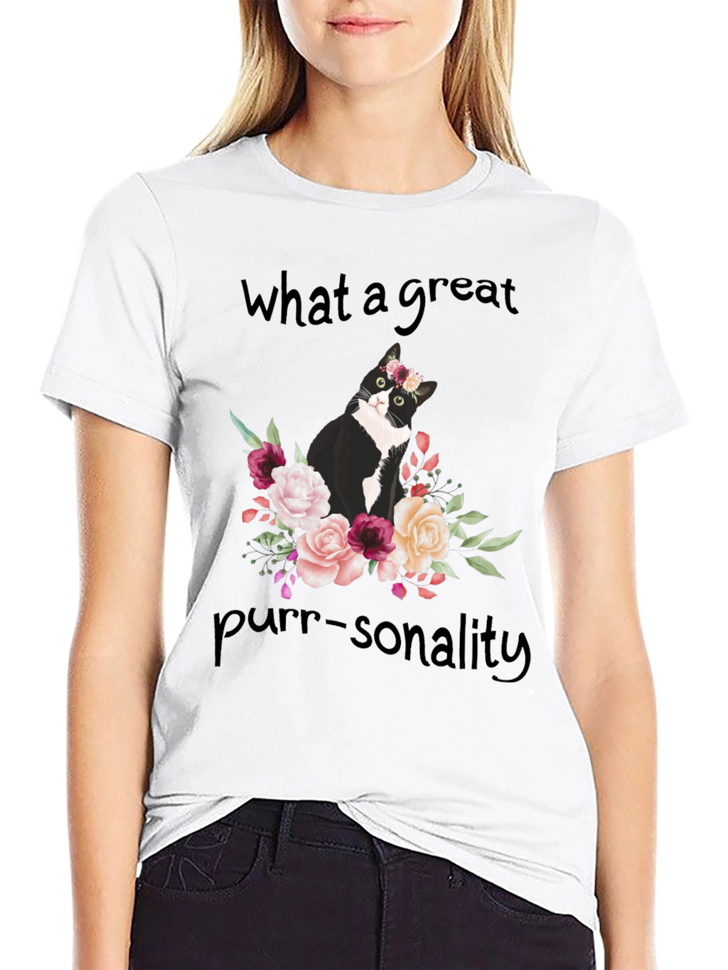 Purr-sonality Cat Floral T-Shirt