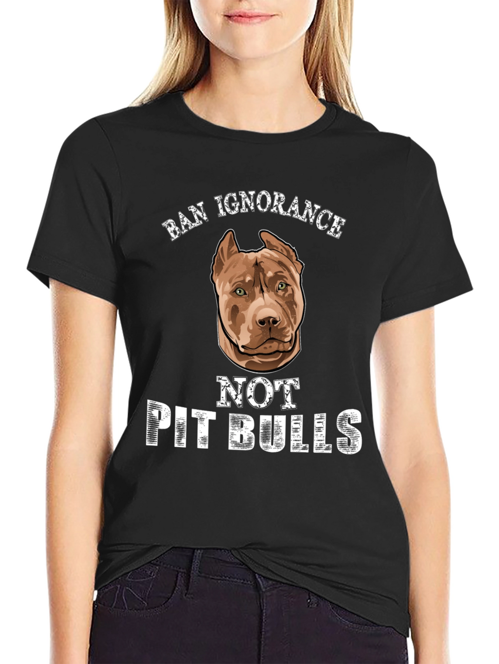 Ban Ignorance Not Pit Bulls Graphic Tee