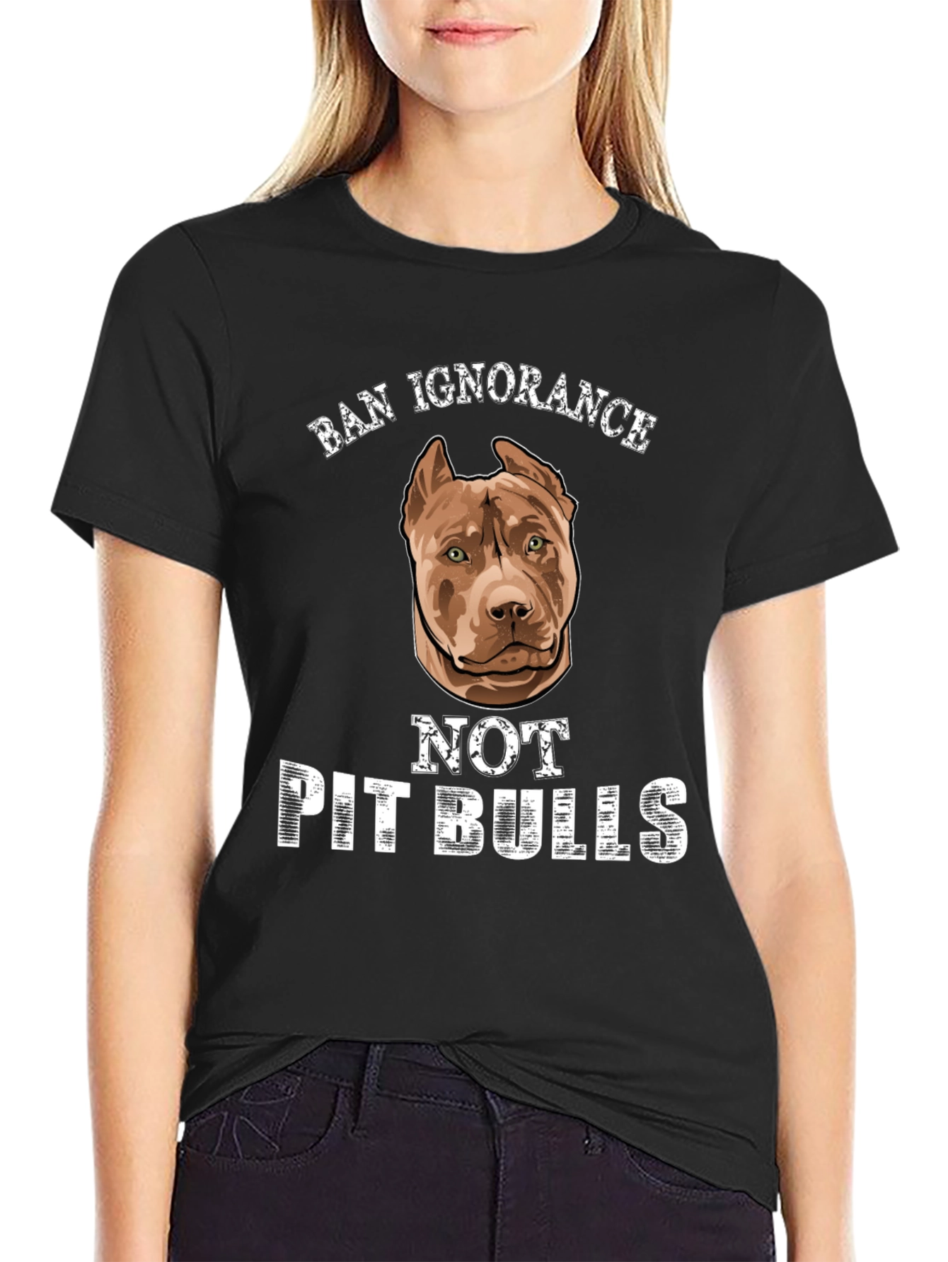 Ban Ignorance Not Pit Bulls Graphic Tee