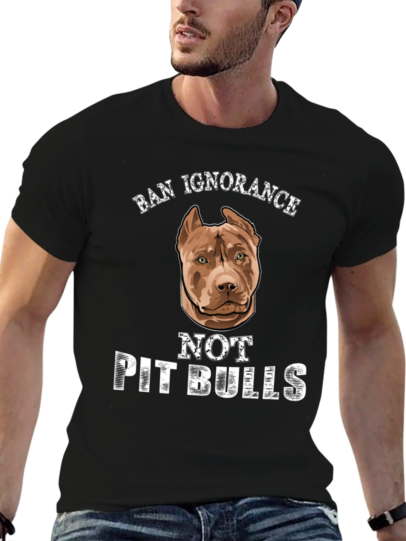 Ban Ignorance Not Pit Bulls Graphic Tee