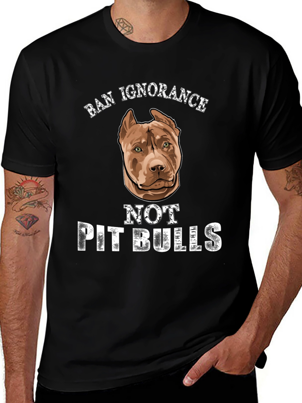 Ban Ignorance Not Pit Bulls Graphic Tee