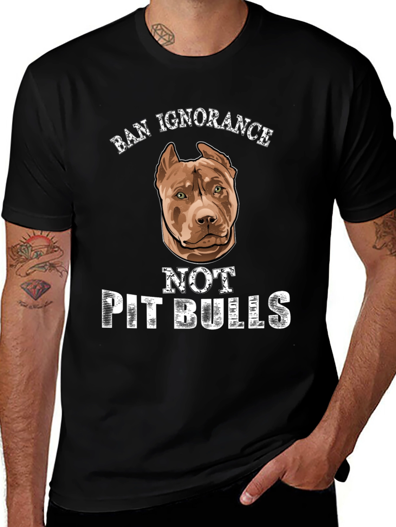 Ban Ignorance Not Pit Bulls Graphic Tee