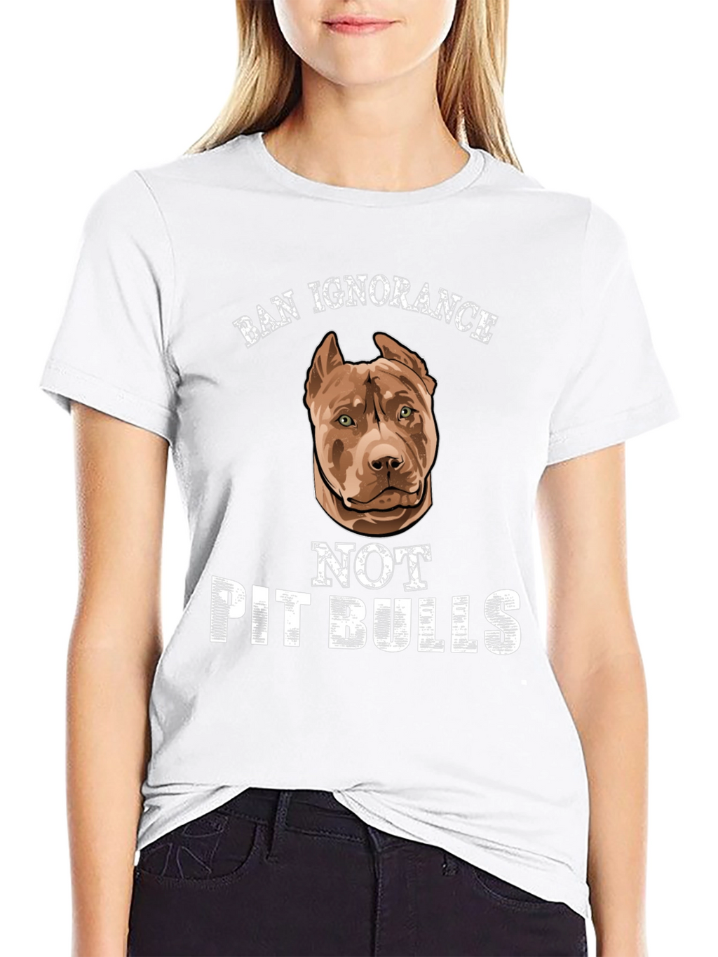 Ban Ignorance Not Pit Bulls Graphic Tee