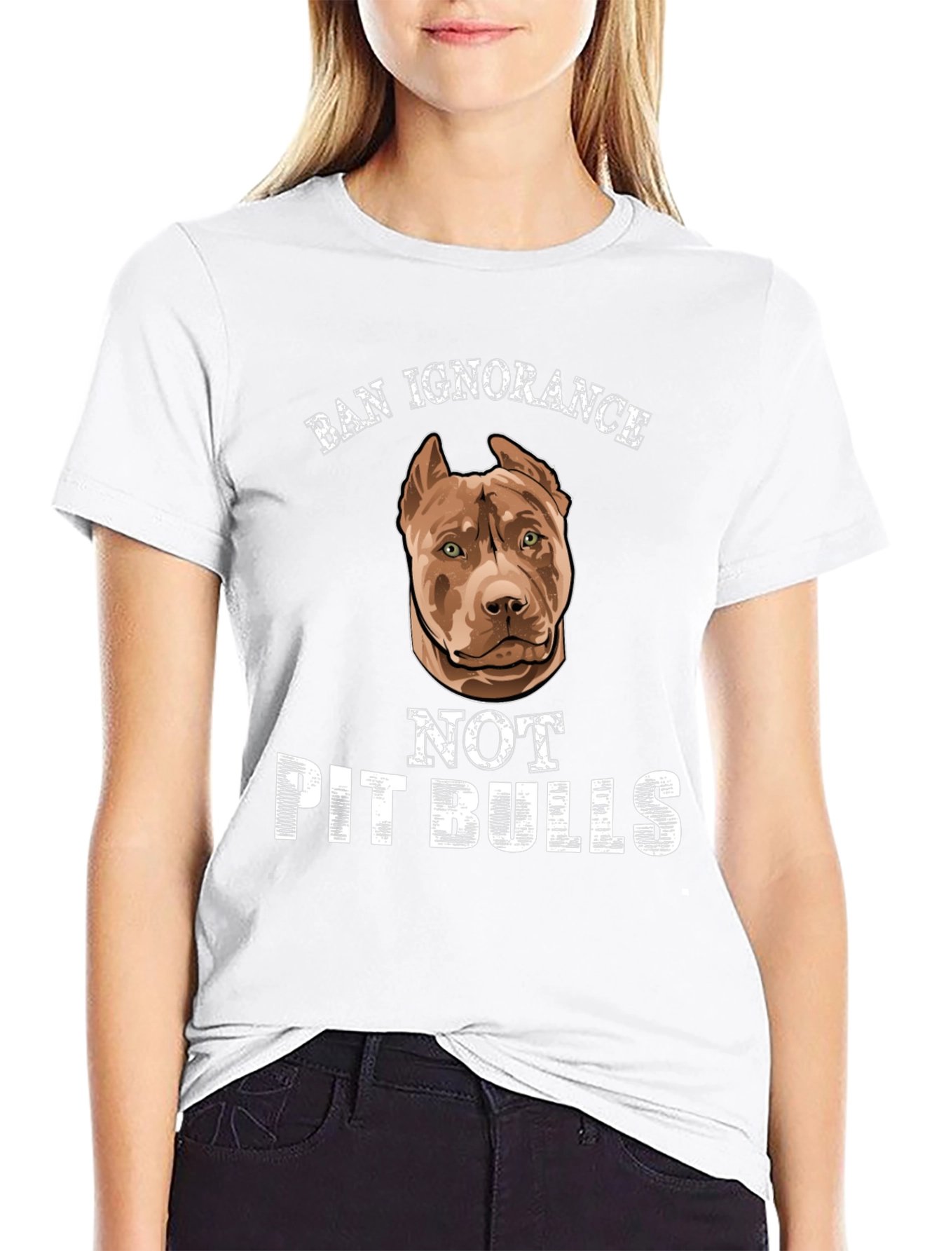 Ban Ignorance Not Pit Bulls Graphic Tee