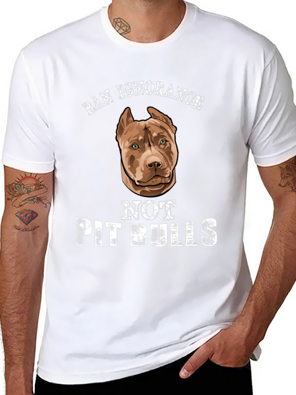 Ban Ignorance Not Pit Bulls Graphic Tee
