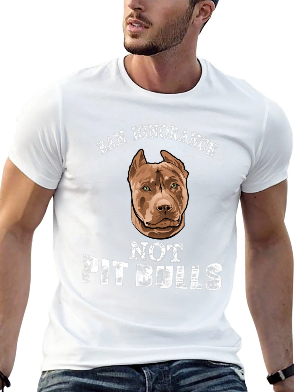 Ban Ignorance Not Pit Bulls Graphic Tee