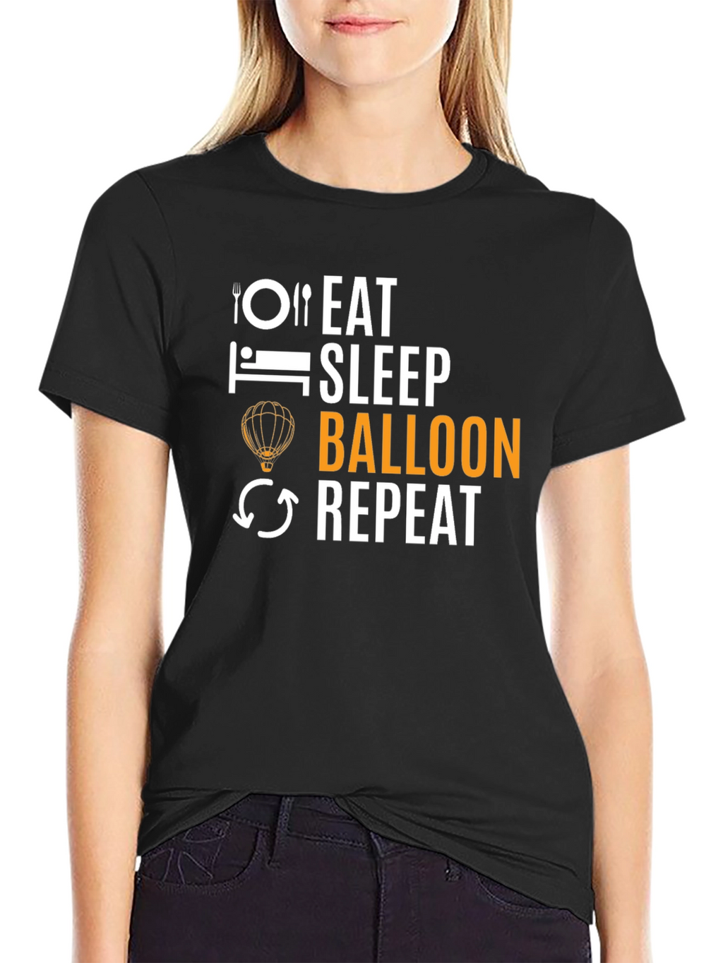 Eat Sleep Balloon Repeat T-Shirt - Black