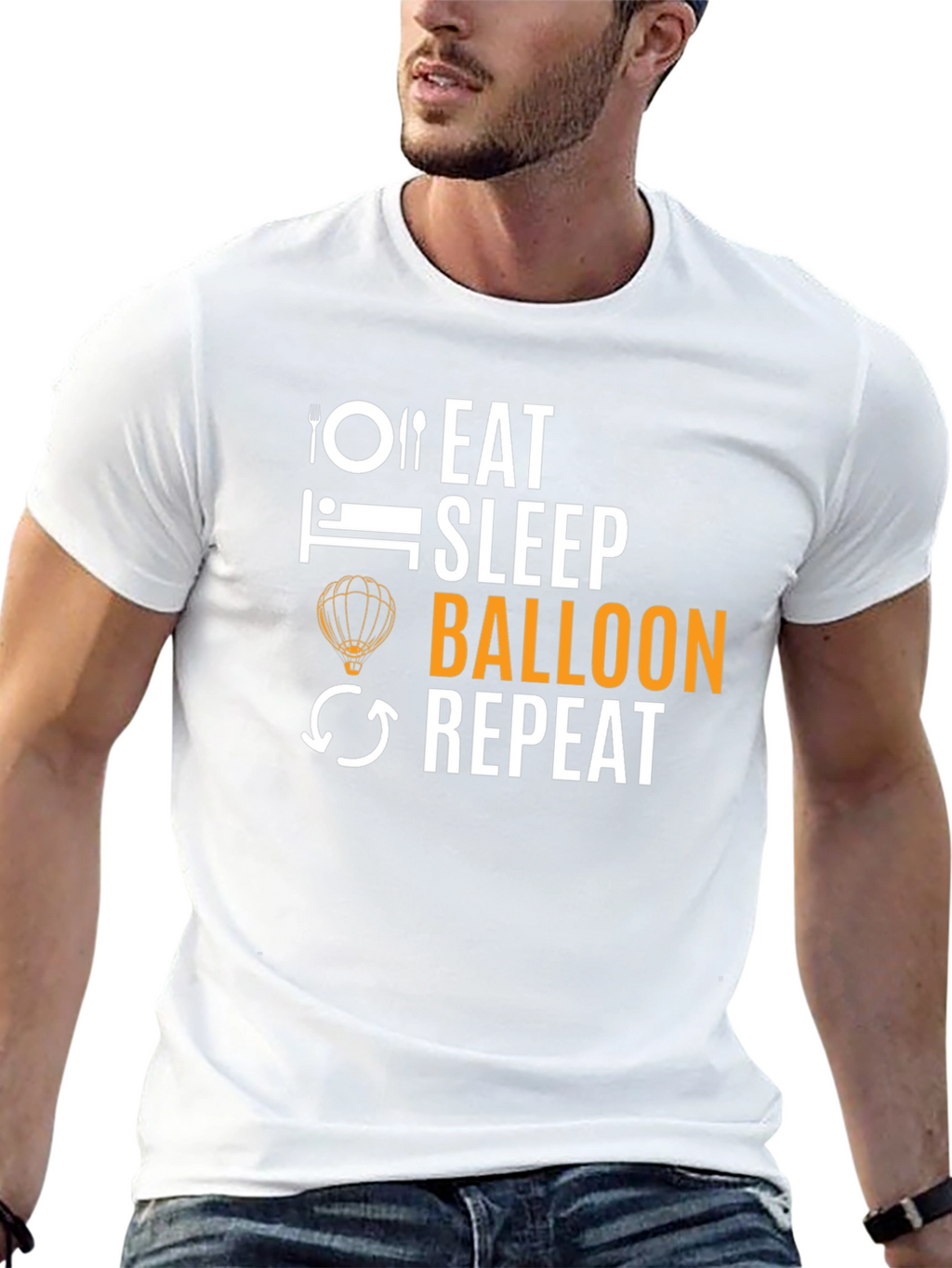 Eat Sleep Balloon Repeat T-Shirt - Black