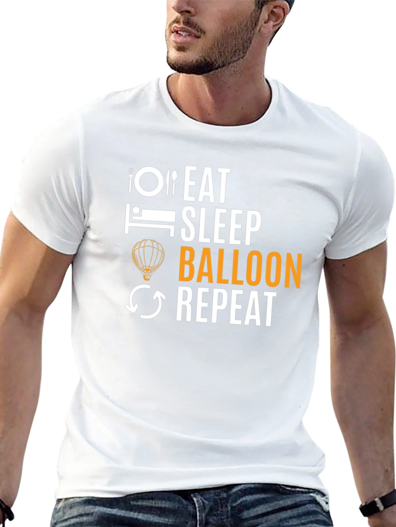 Eat Sleep Balloon Repeat T-Shirt - Black