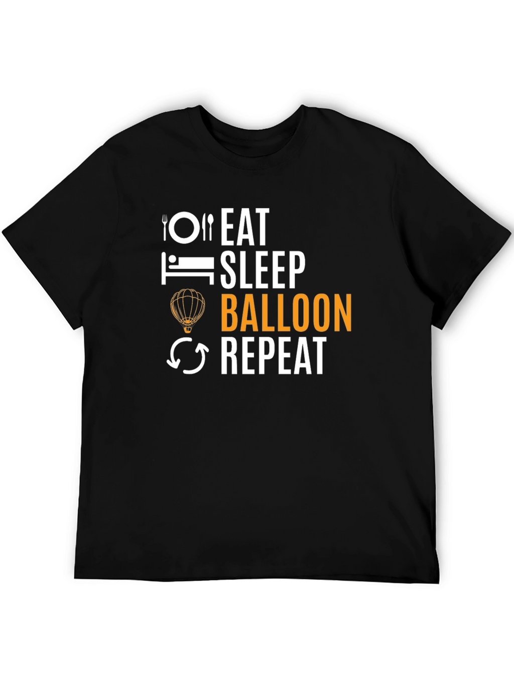 Eat Sleep Balloon Repeat T-Shirt - Black