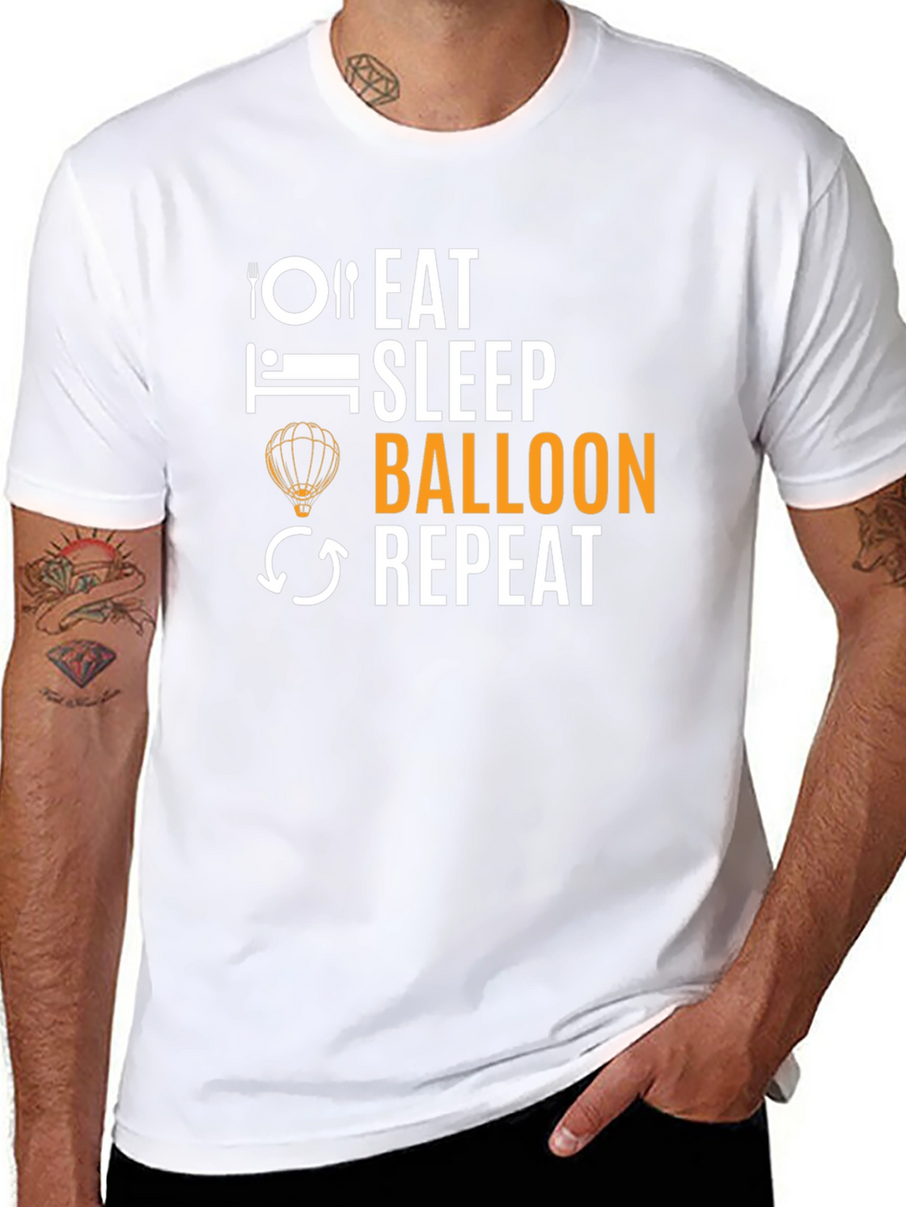 Eat Sleep Balloon Repeat T-Shirt - Black