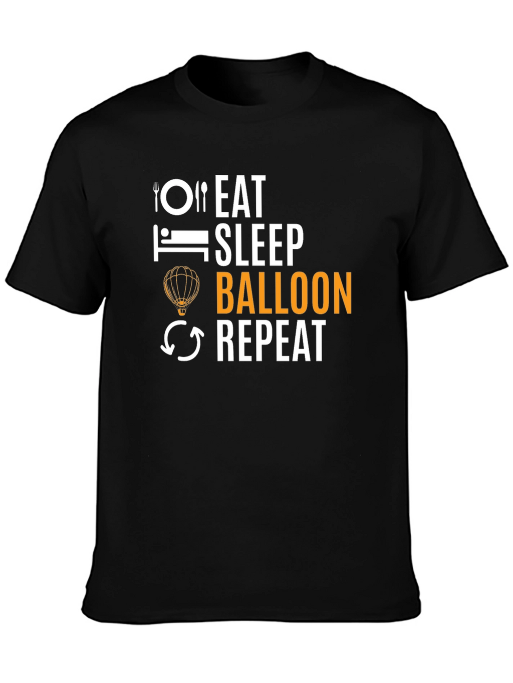 Eat Sleep Balloon Repeat T-Shirt - Black