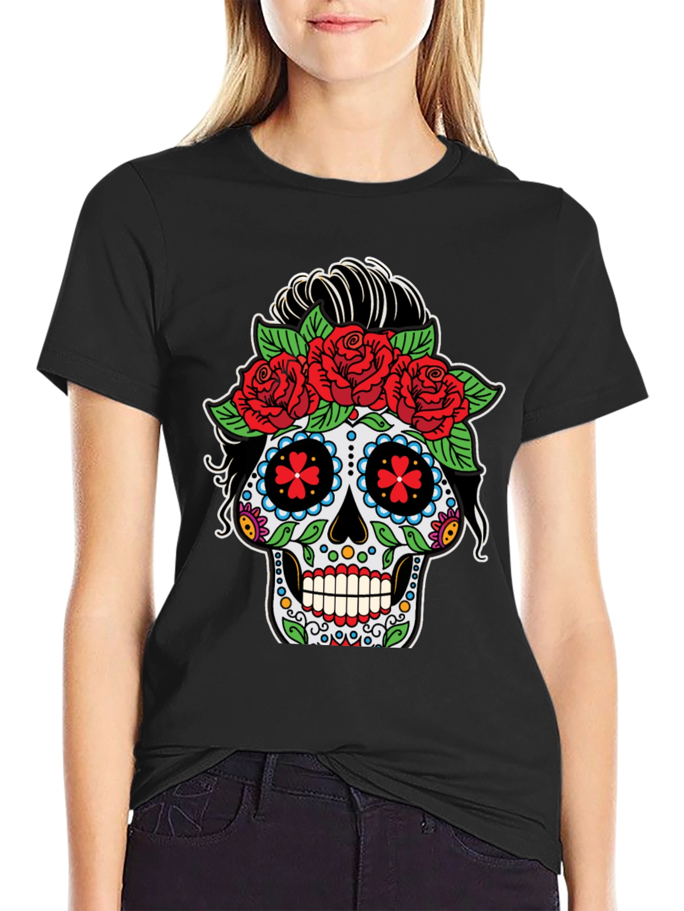 Day of the Dead Sugar Skull Black T-Shirt