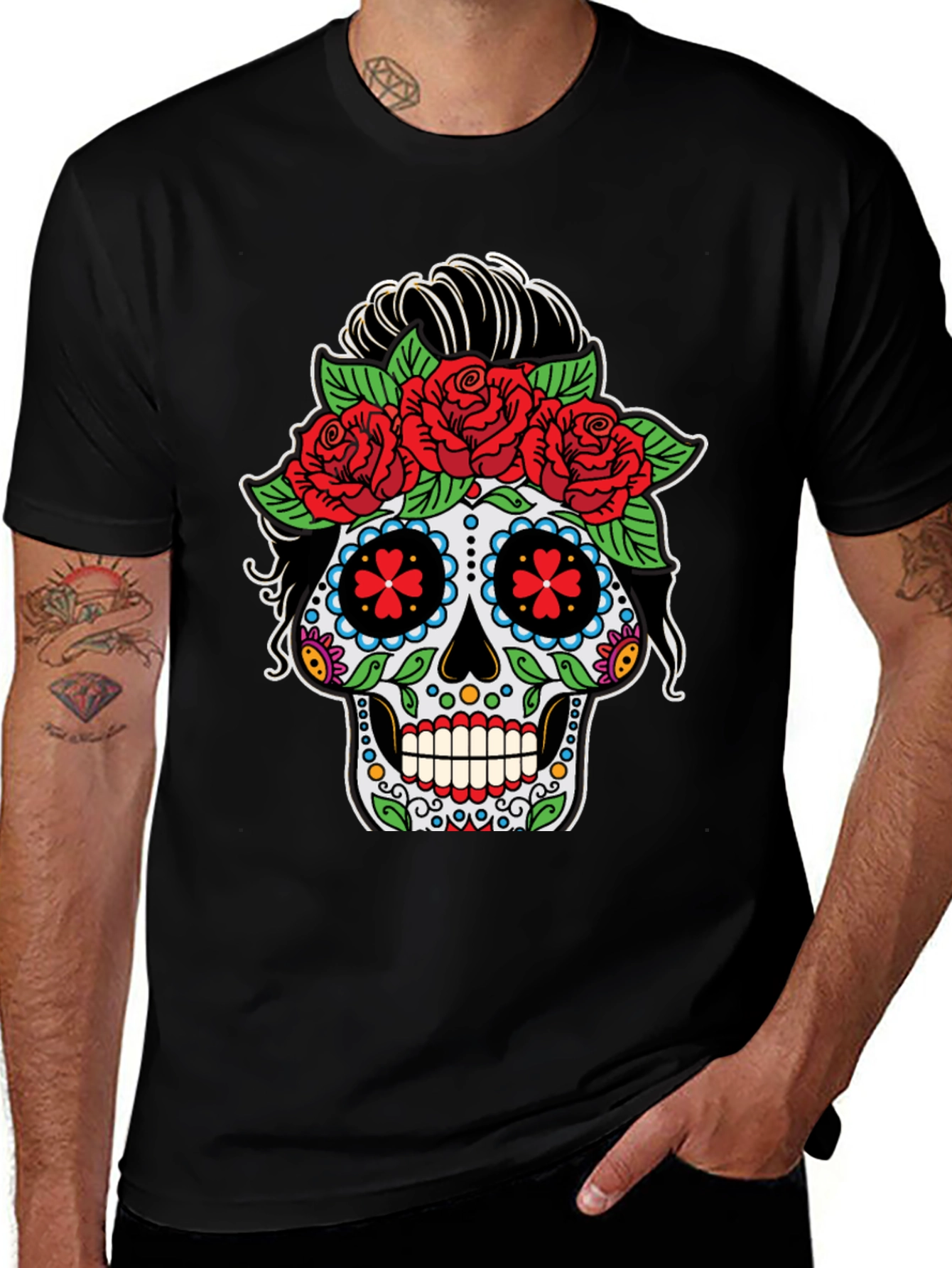 Day of the Dead Sugar Skull Black T-Shirt