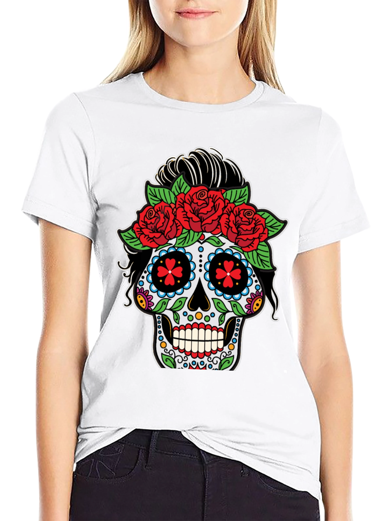 Day of the Dead Sugar Skull Black T-Shirt