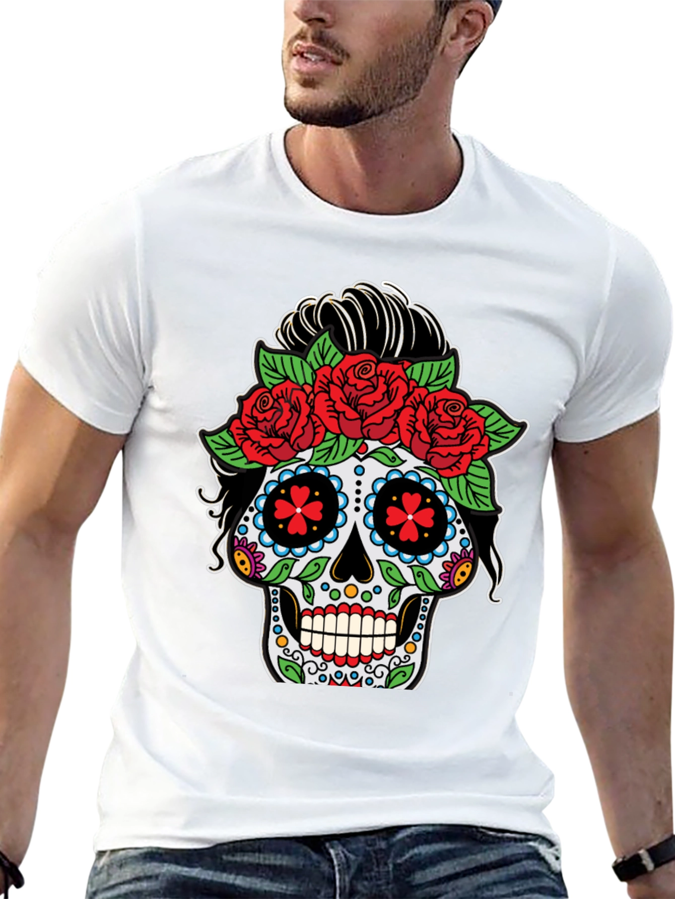 Day of the Dead Sugar Skull Black T-Shirt