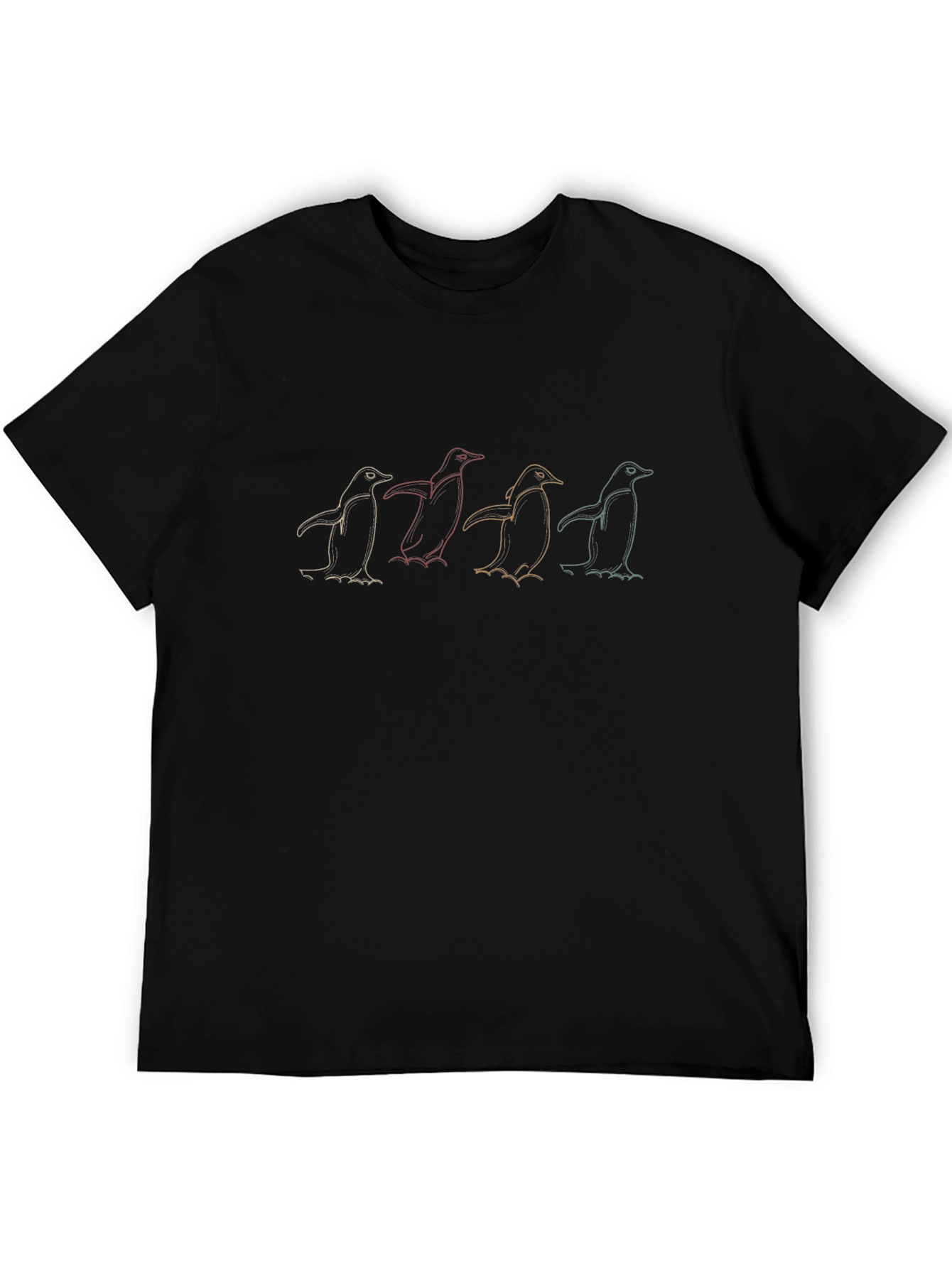 Penguin Parade Graphic Tee - Black Crew Neck T-Shirt