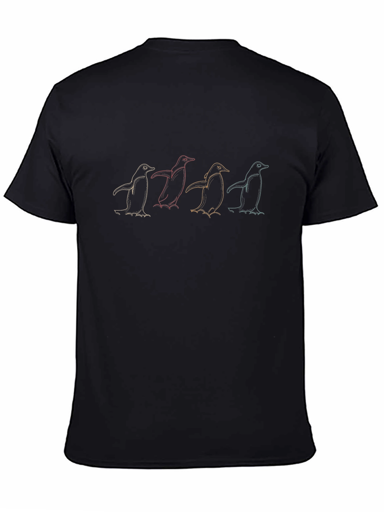 Penguin Parade Graphic Tee - Black Crew Neck T-Shirt