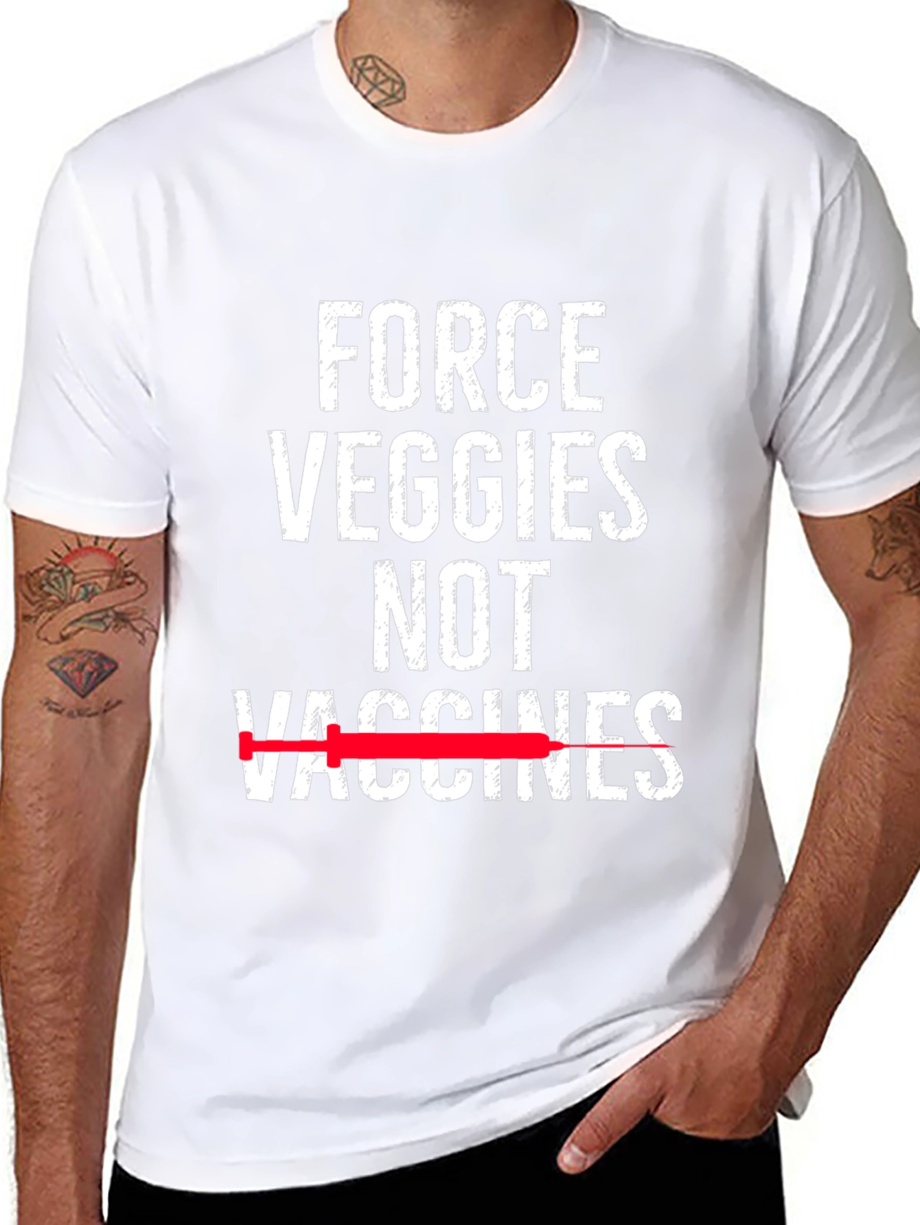 Force Veggies Not Vaccines Graphic Tee