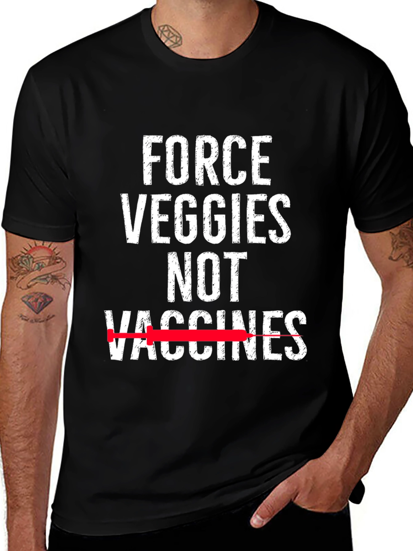 Force Veggies Not Vaccines Graphic Tee