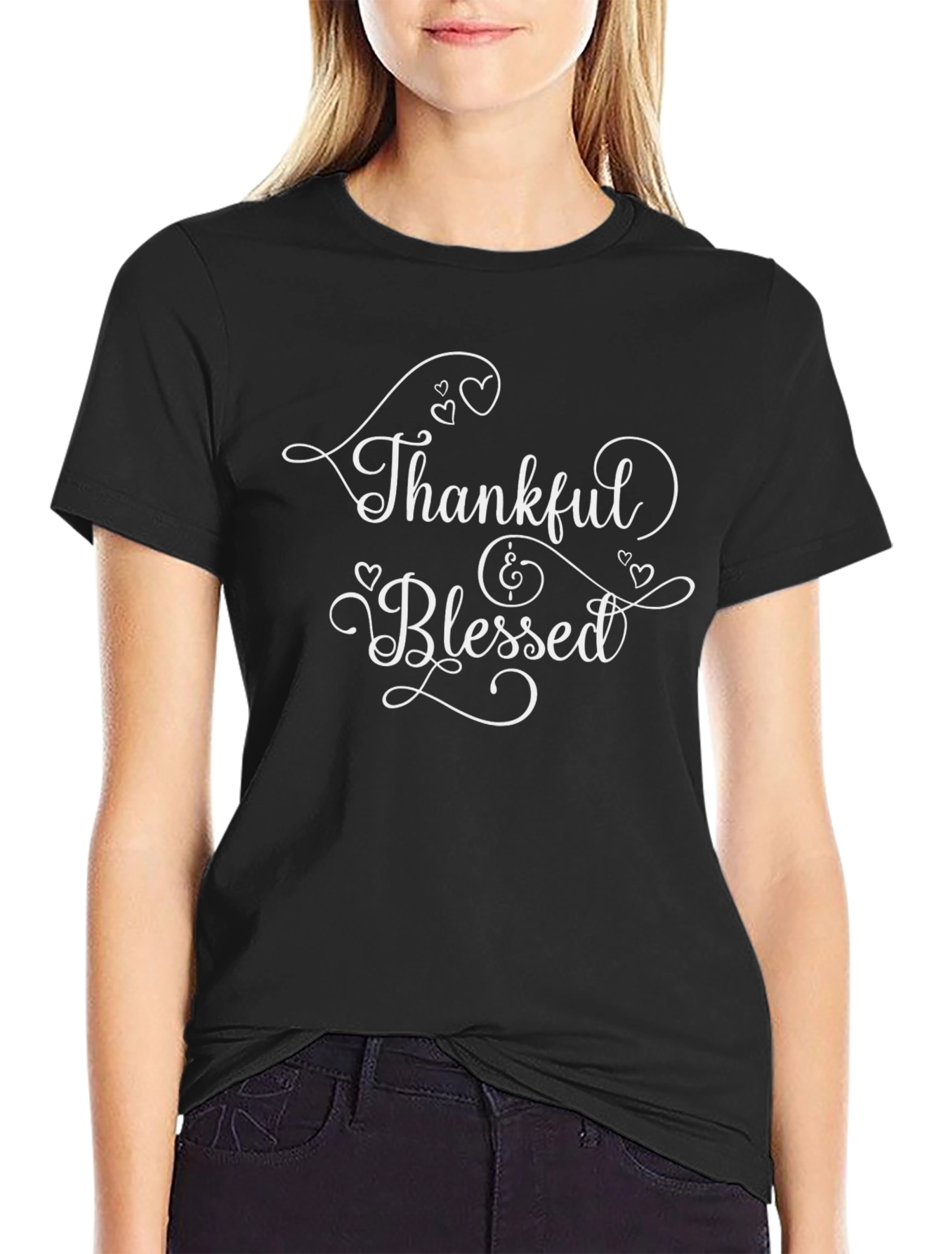 Thankful & Blessed Graphic Tee - Black