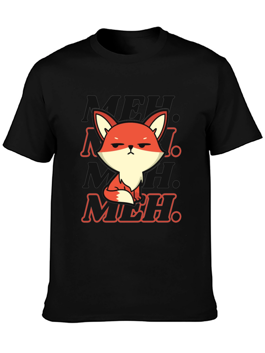 Meh Fox T-Shirt - Black Cotton Blend