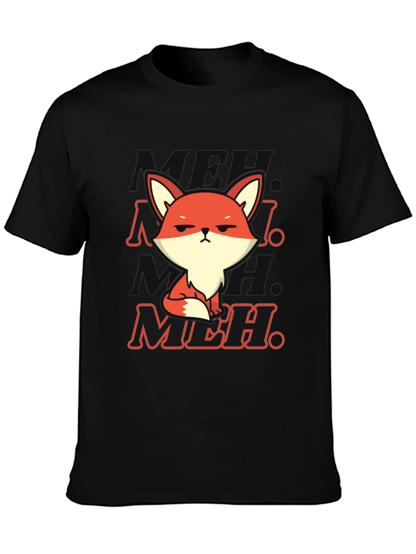Meh Fox T-Shirt - Black Cotton Blend