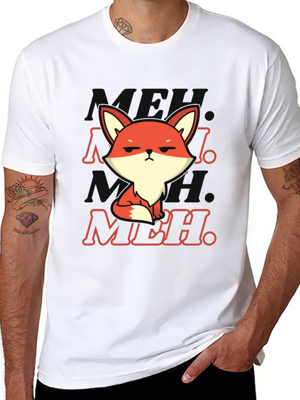 Meh Fox T-Shirt - Black Cotton Blend