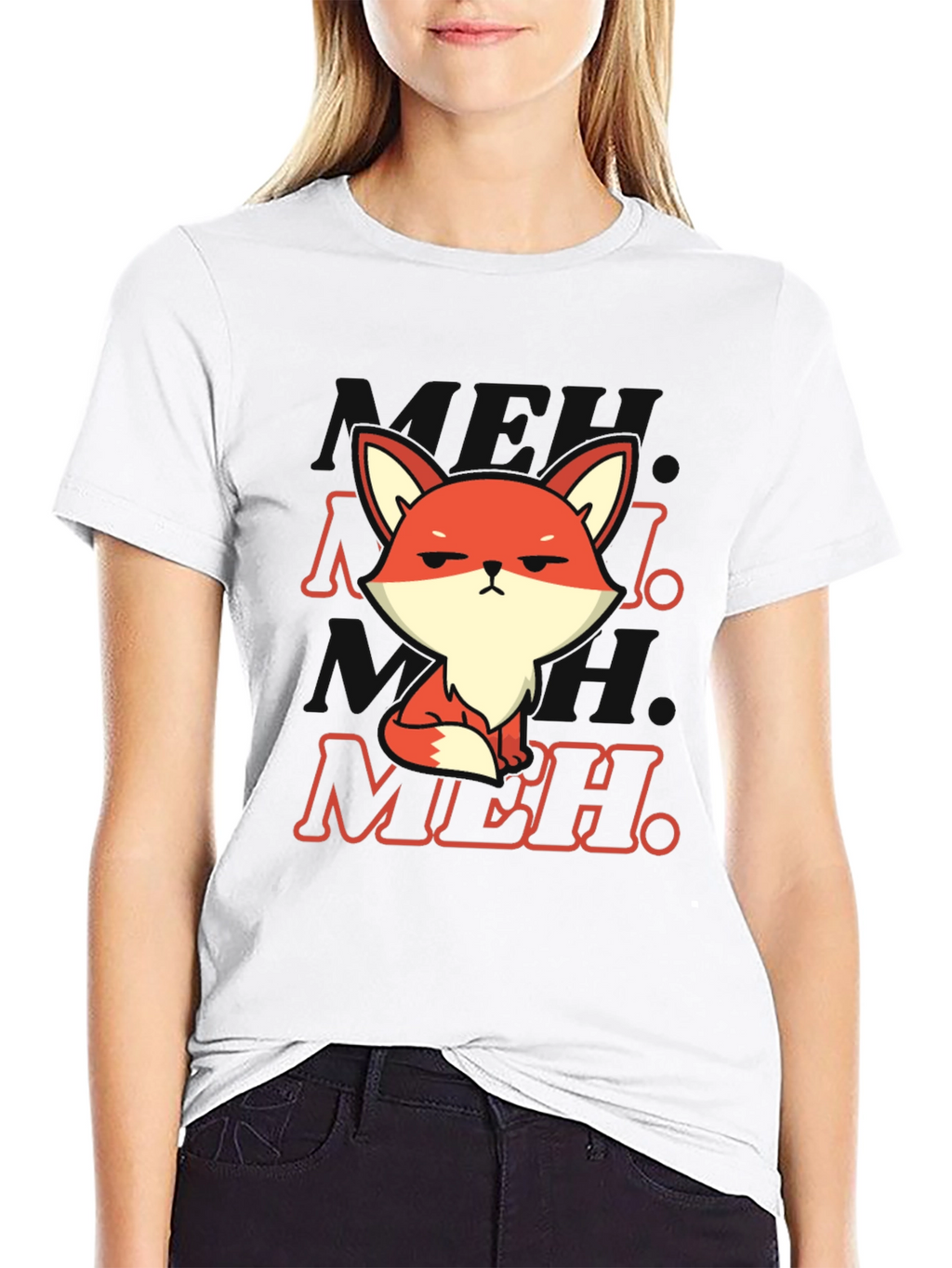Meh Fox T-Shirt - Black Cotton Blend