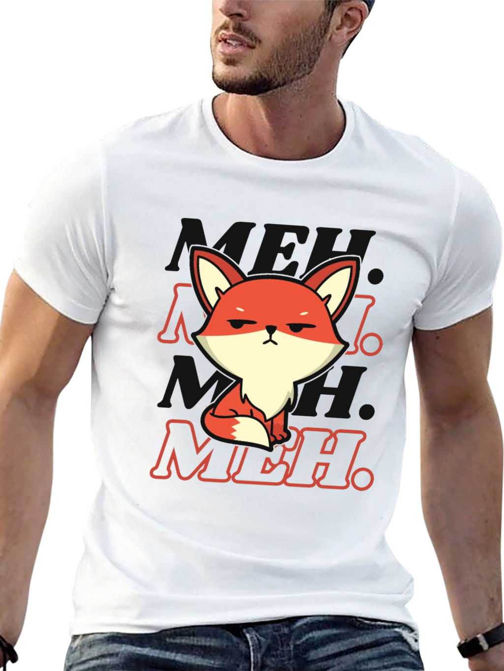 Meh Fox T-Shirt - Black Cotton Blend