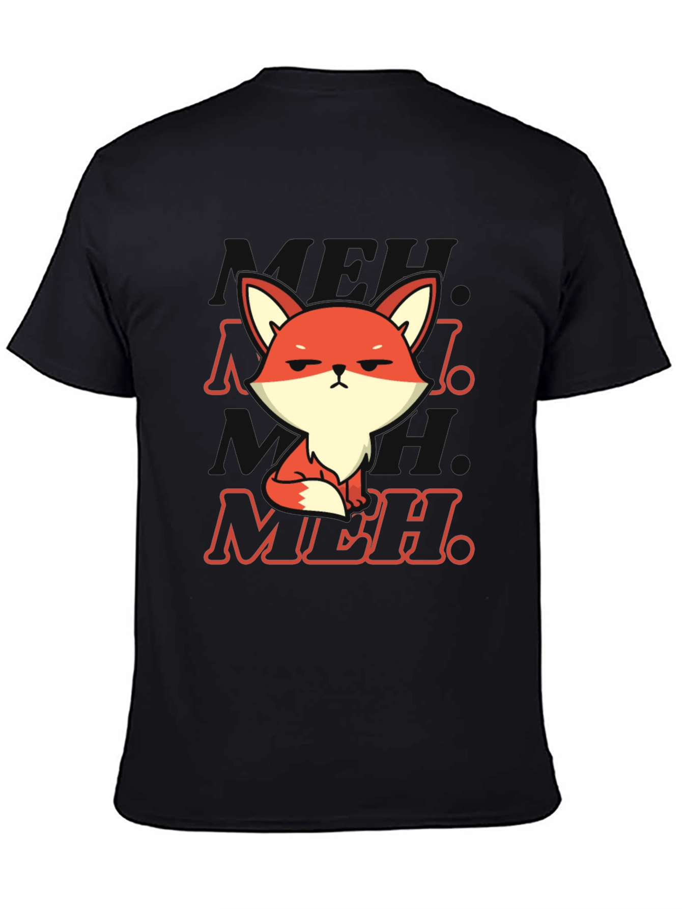 Meh Fox T-Shirt - Black Cotton Blend