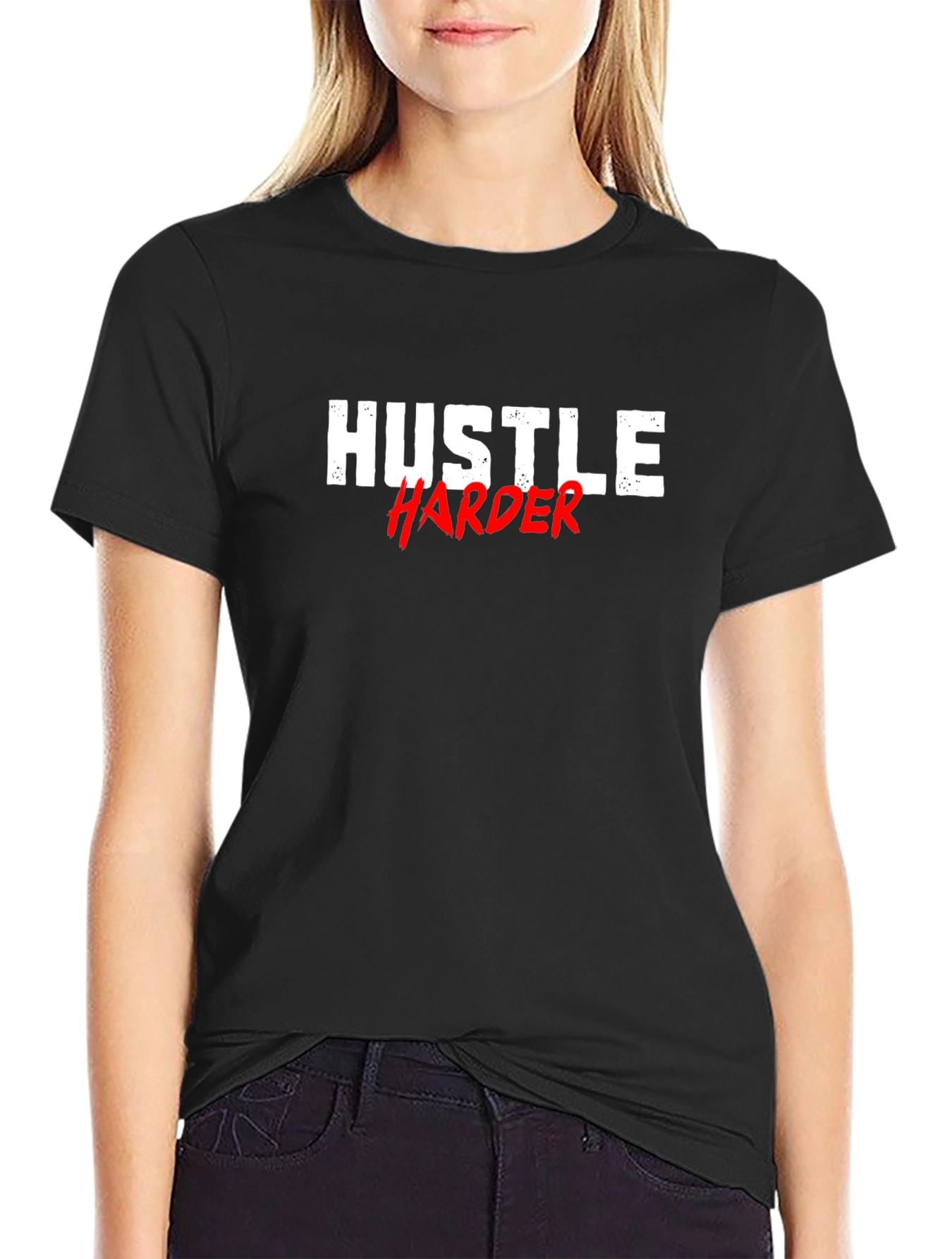 Hustle Harder Graphic Tee - Motivational Black T-Shirt