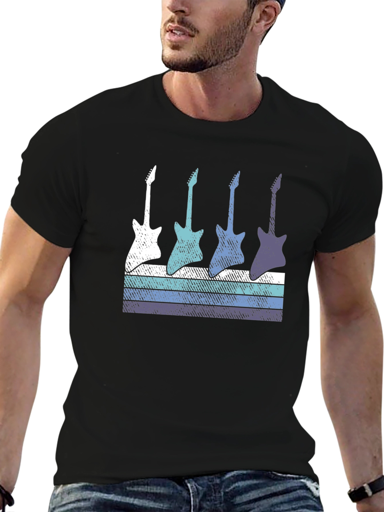 Retro Guitar T-Shirt - Cool Music Lover Tee