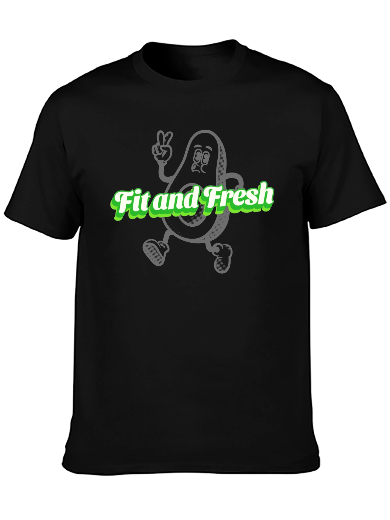 Fit and Fresh Avocado Graphic Tee - Black Cotton T-Shirt